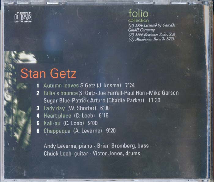 Stan GETZ Folio Collection 1996 The Jazz Masters
