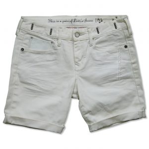 LEVIS Shorts White Leather Pocket